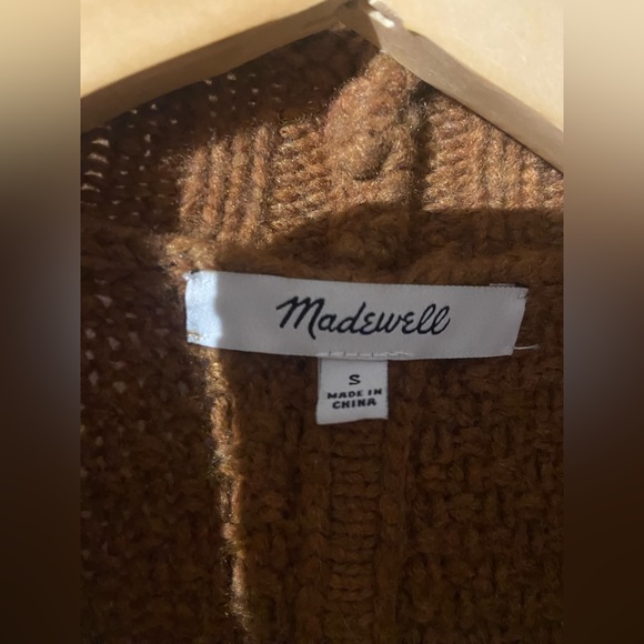 Madewell Women's Whitley Long Sleeve Open Chunky Knit Brown Cardigan Sweater S - Picture 5 of 6